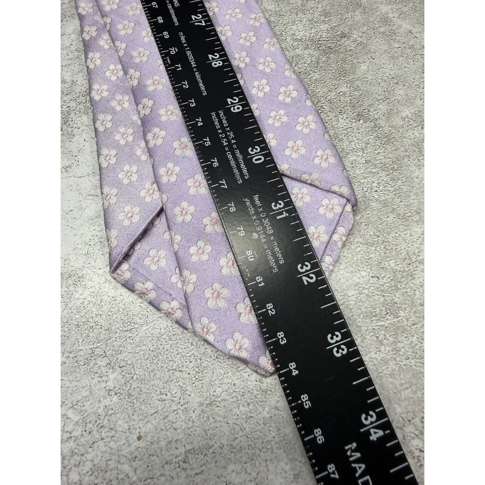 IKE BEHAR Tie Mens One Size Purple Floral‎ Embroidered 100% Silk Designer